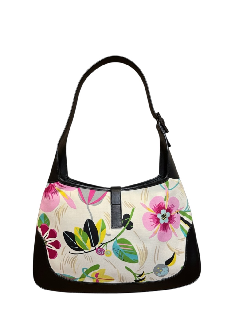 Gucci Tom Ford Multicolor Floral Print & Black Leather Jackie Hobo Shoulder Bag - Picture 4 of 16